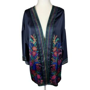 DR2 Womens Floral Kimono Sz S/M Multicolor Open Front Boho‎ Colorful Lightweight